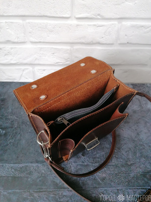 Сумка мужская, натуральная кожа, ручная работа - 5