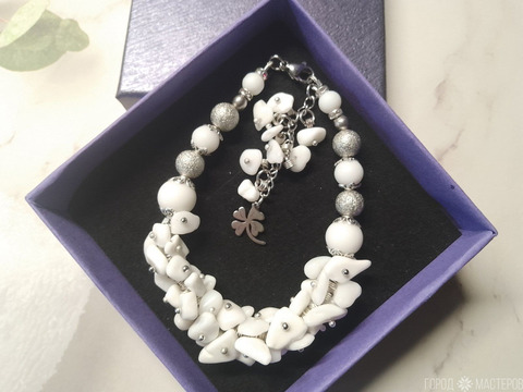 ШИКАРНЫЙ БРАСЛЕТ ИЗ БЕЛОГО АГАТА - 6