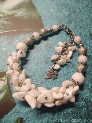 ШИКАРНЫЙ БРАСЛЕТ ИЗ БЕЛОГО АГАТА - 8