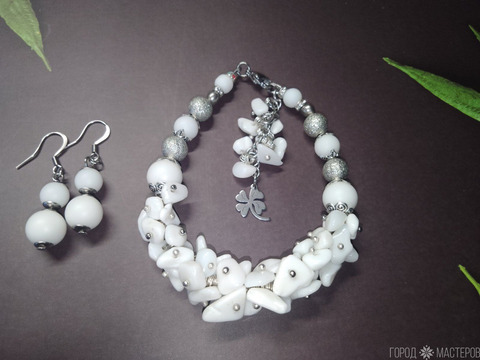 ШИКАРНЫЙ БРАСЛЕТ ИЗ БЕЛОГО АГАТА - 10