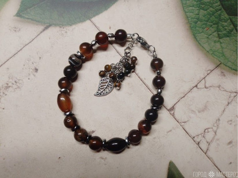 БРАСЛЕТ НАТУРАЛЬНЫМ ТИГРОВЫМ ГЛАЗОМ - 6