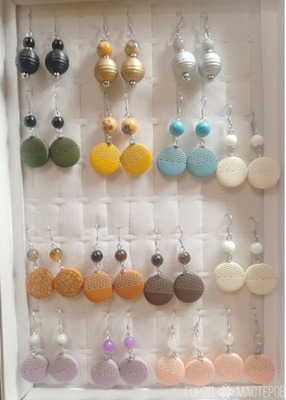 СЕРЬГИ С НАТУРАЛЬНЫМИ КАМНЯМИ И ДЕРЕВЯННЫМИ КРУГЛЫМИ ШАРМАМИ - 2