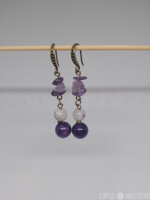 ШИКАРНЫЕ СЕРЬГИ С НАТУРАЛЬНЫМИ КАМНЯМИ РУЧНОЙ РАБОТЫ - 3