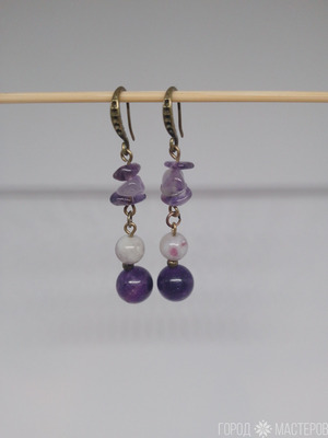 ШИКАРНЫЕ СЕРЬГИ С НАТУРАЛЬНЫМИ КАМНЯМИ РУЧНОЙ РАБОТЫ - 4