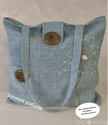 Сумка шоппер с ручной вышивкой - 3