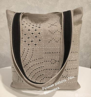 Сумка шоппер с ручной вышивкой - 6