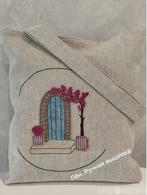 Сумка шоппер с ручной вышивкой - 7