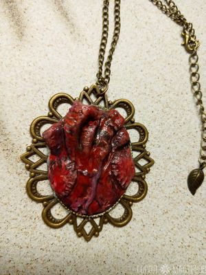 Колье "Сердце" из полимерной глины в бронзе - 5