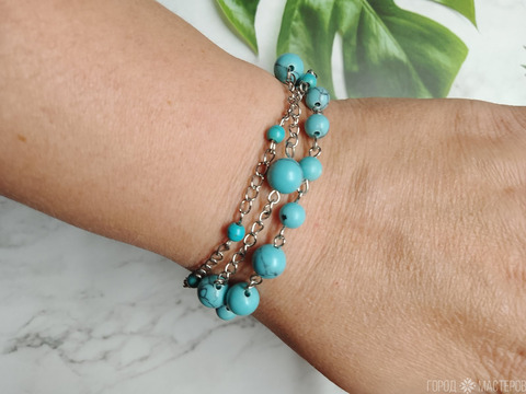 Браслеты из натуральной бирюзы многорядные - 2