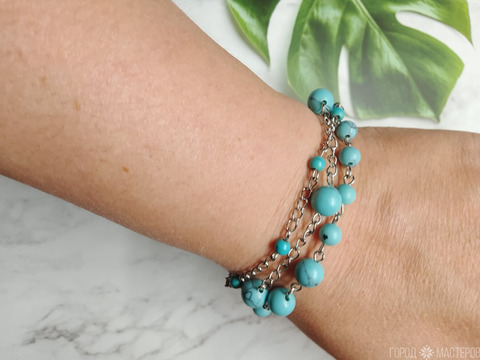 Браслеты из натуральной бирюзы многорядные - 3