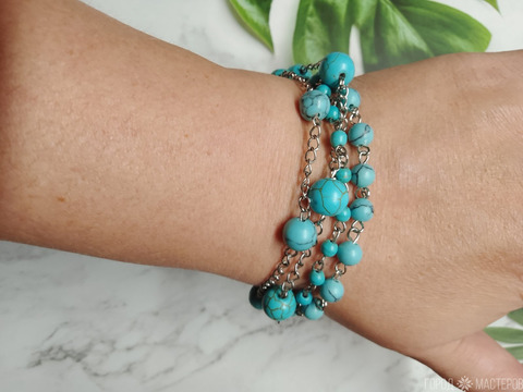 Браслеты из натуральной бирюзы многорядные - 4