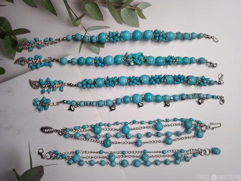 Браслеты из натуральной бирюзы многорядные - 6