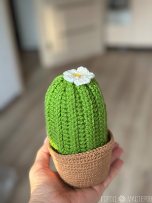 Вязаные кактус и яркий цветок - 2