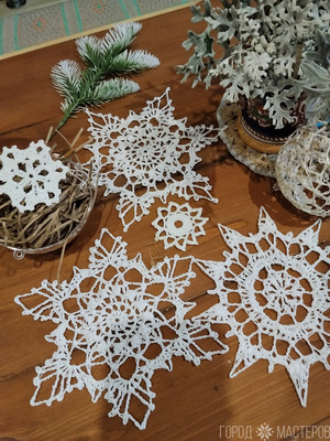Новогодние ажурные шары и снежинки - 6