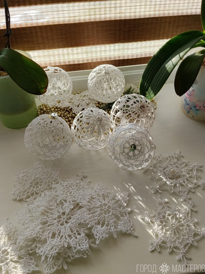 Новогодние ажурные шары и снежинки - 7