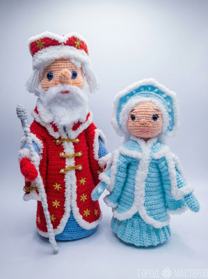 Вязаный дедушка Мороз и Снегурочка - 5