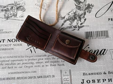 Кошелек  бифолд, натуральная кожа, ручная работа - 2