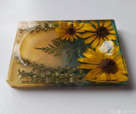 Мыльница из эпоксидной смолы с цветами - 2