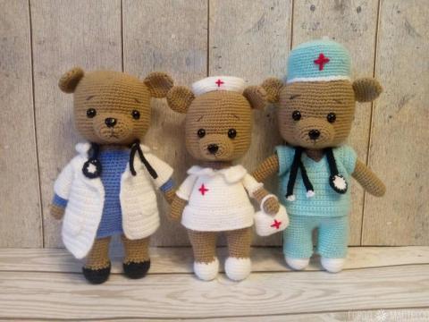 Вязаные мишки медработники.Врач,медсестра,медбрат. - 3