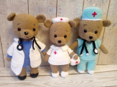 Вязаные мишки медработники.Врач,медсестра,медбрат. - 5