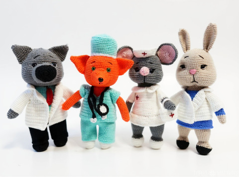 Вязаные мишки медработники.Врач,медсестра,медбрат. - 2