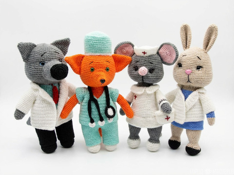 Вязаные мишки медработники.Врач,медсестра,медбрат. - 6