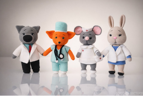 Вязаные мишки медработники.Врач,медсестра,медбрат. - 10