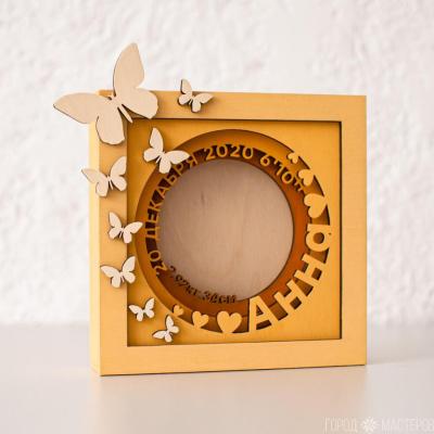 Деревянная многоуровневая фоторамка-метрика - 4