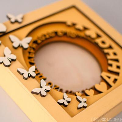 Деревянная многоуровневая фоторамка-метрика - 5