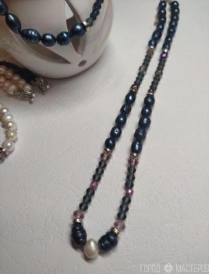 Украшение с добавлением натурального жемчуга + бусины - 2