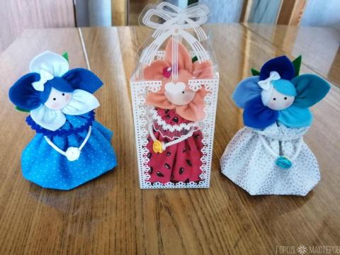 Интерьерные куколки-цветочки из фетра ручной работы. - 5