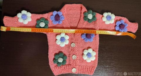 Цветочный кардиган ручной работы для маленькой леди (9-12 мес.) - 3